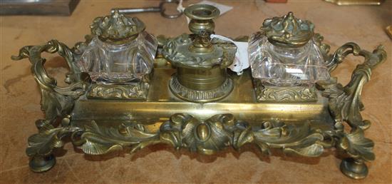 Brass inkwell